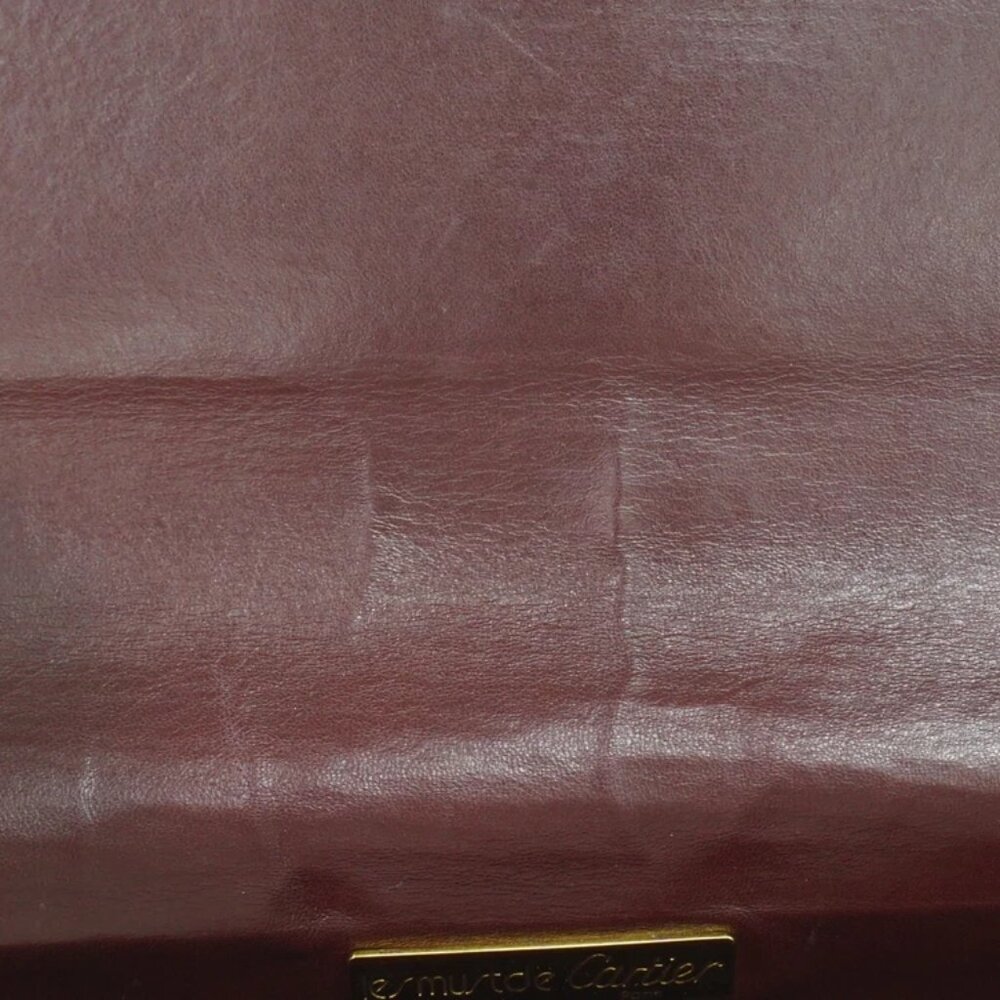 Cartier Must Leather Shoulder Crossbody Bag Bordeaux Gold - Picture 12 of 15